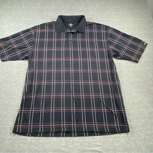 Dockers Golf Mens Short Sleeve  Black and‎ Red Madra Plaid Athletic Polo Size L - Picture 1 of 9